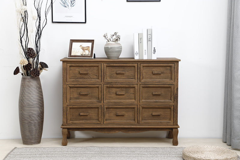 New Pure Solid Wood Tv Cabinet Nordic Floor Cabinet Storage Nine Drawer Cabinet Storage Cupboard Entrance Living Room Storage Cabinet