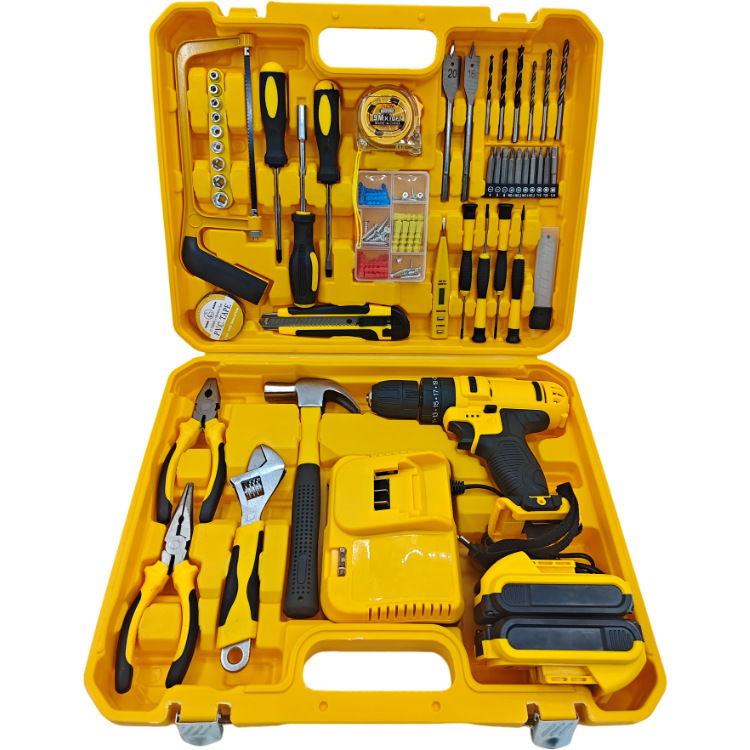 Ventas directas de fábrica transfronterizas 118 piezas de destornillador eléctrico de doble velocidad de impacto de litio conjunto de herramientas eléctricas