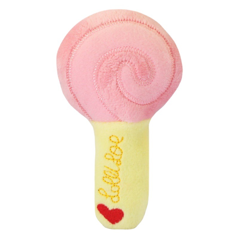 Lollipop de peluche juguete de sonido de tres colores opcional para mascotas perro gato suministros para mascotas longitud de juguete aproximadamente · 5cm