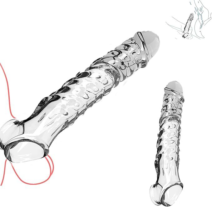 Vibrating Lock-On Penis Sleeve Extender, TPE Male Delay Sleeve, Manual Control — detail image 4
