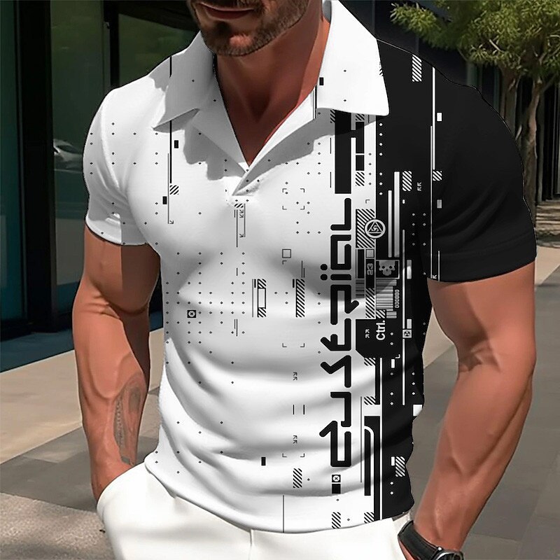 Herren Polohemd Mit Geometrischem Muster Für Golf Und Freizeit_voghion.com