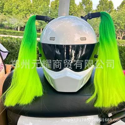Motosiklet dəbilqələri: Decorations with Large Suction - a-pair-of-green-and-yellow-loose