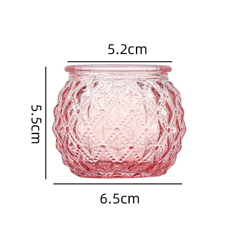Transfronterizo Amazon para el conjunto de vela de vidrio en relieve, taza de cera de banana de color, candelabro a rayas, patrón de diamante