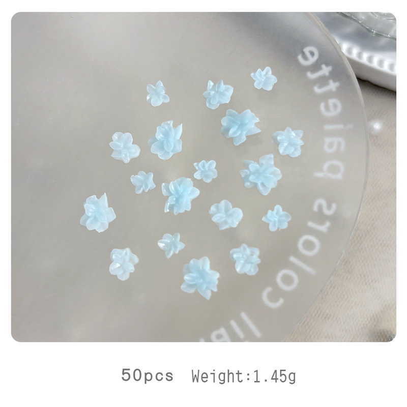 新款软雕花美甲饰品大小混装ins国风立体粉白蓝紫色花朵diy指甲钻|undefined