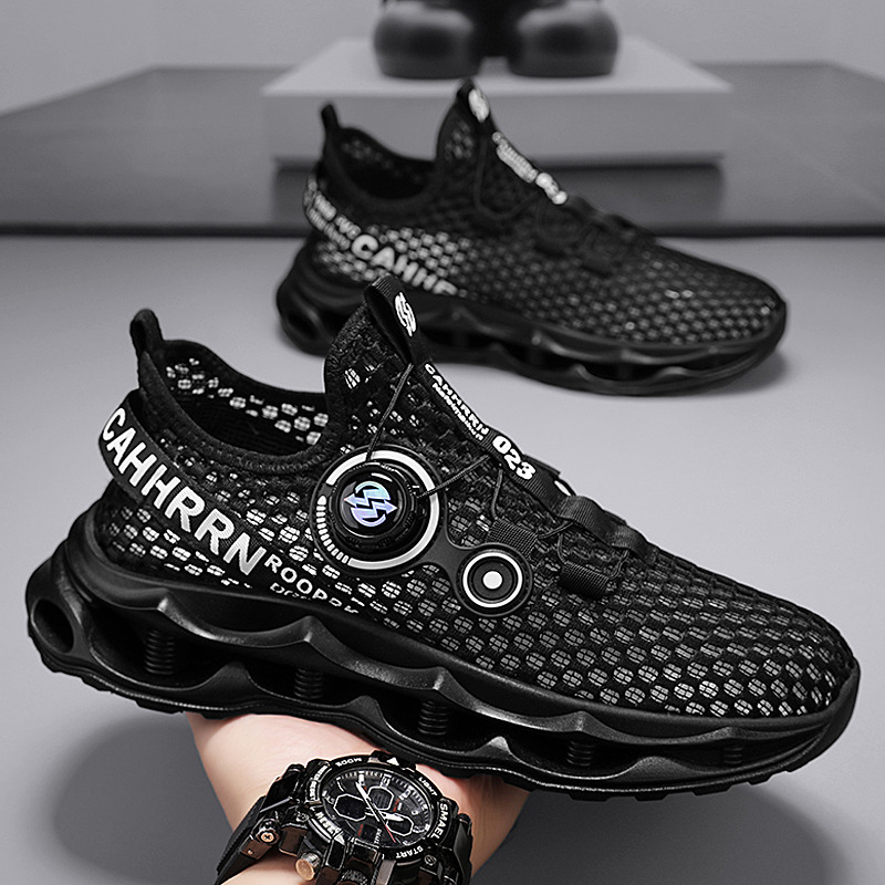 Zapatos deportivos transpirables sin cordones de malla personalizada con hebilla, zapatos perezosos casuales para hombres de todo fósforo de moda