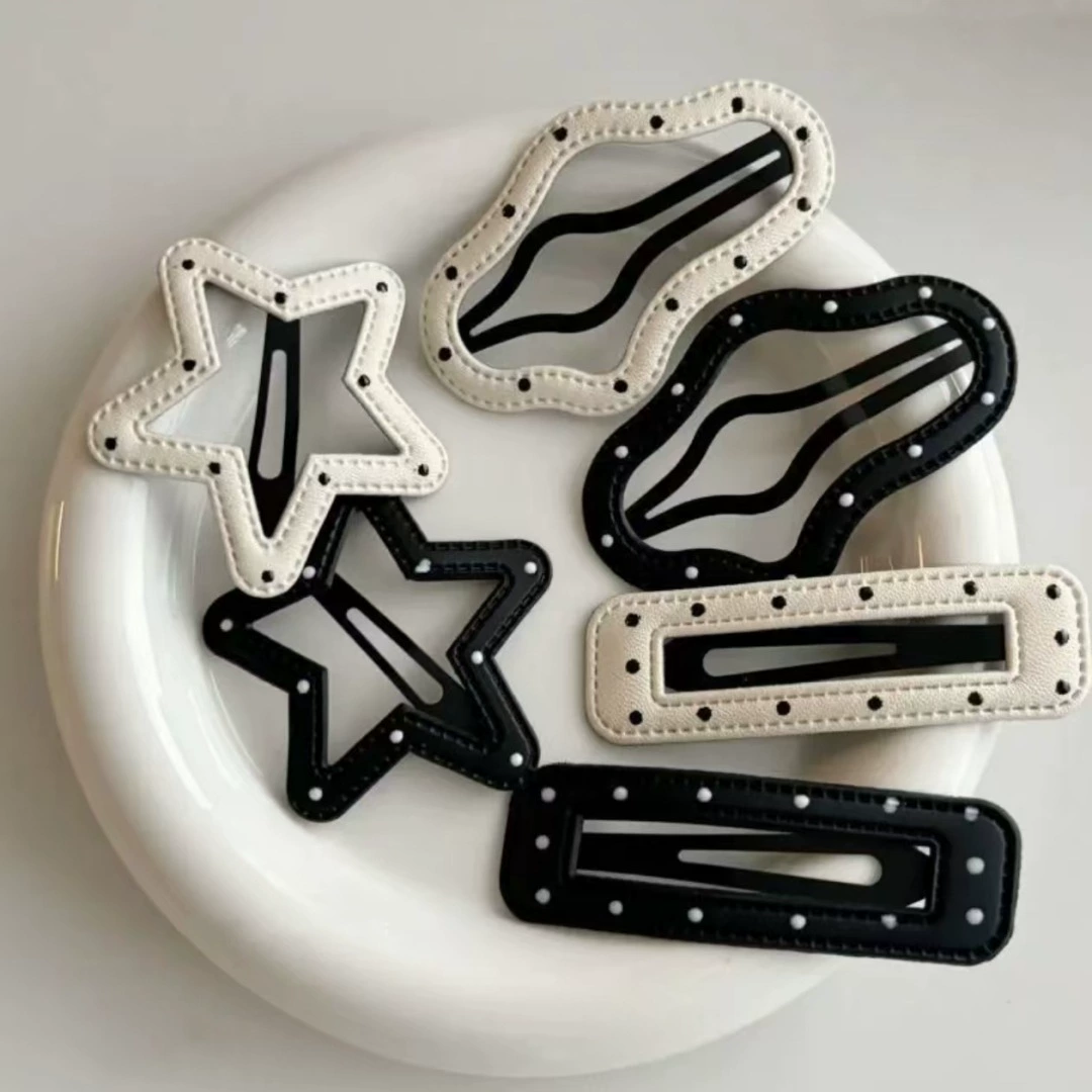 Hairgrip clip, Korean-style bangs hairpin, simple elegant faux-leather look, multi-color options