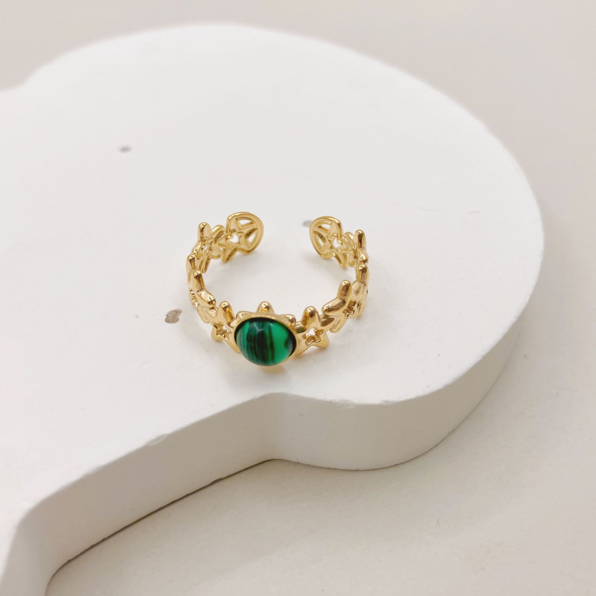 Fashion Geometric Stainless Steel Plating Open Ring 1 Piece