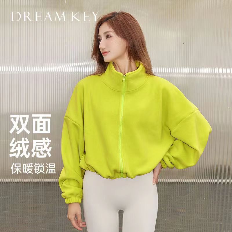 Double-sided Velvet Sports Jacket Autumn and Winter Stand-up Collar Long-sleeved Sweatshirt Thickeneded Warm Loose Zipper Top Casual Jacket