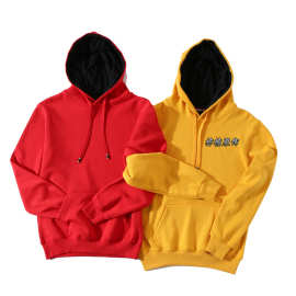 秋冬季加厚金貂绒连帽宽松休闲纯色卫衣定制学生校服工作服印logo
