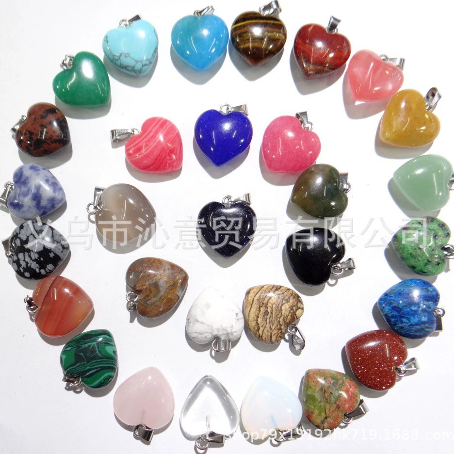 Трансграничная горячая распродажа 16 мм сердце кулон натуральный розовый кристалл камень любовь кулон Персиковое сердце ожерелье аксессуары Diy