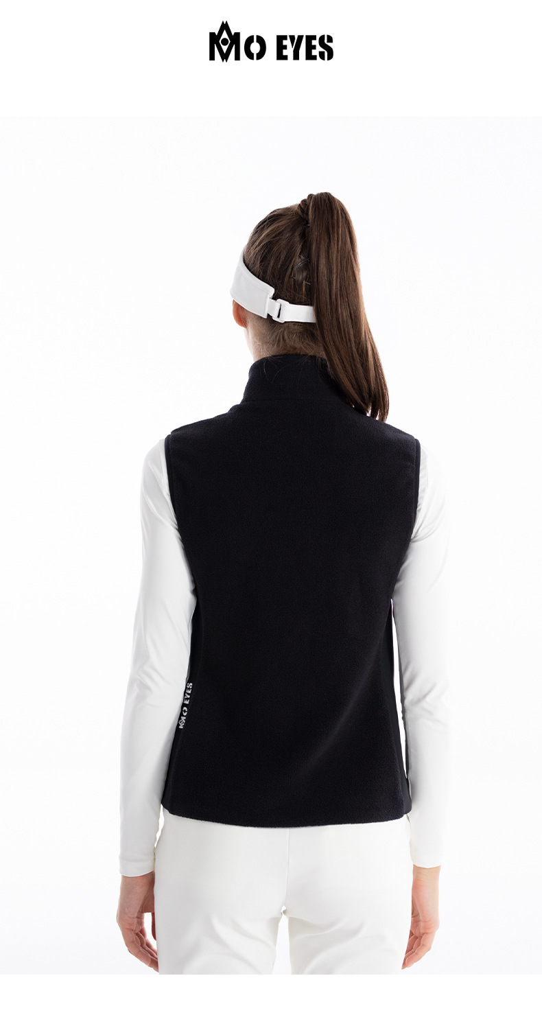 Áo ghi lê lông vũ nữ giữ ấm mùa thu đông – phong cách golf — M23YF025-Áo vest đen (lông cừu cực), M23YF025-Áo vest trắng (lông cừu cực) chi tiết 13