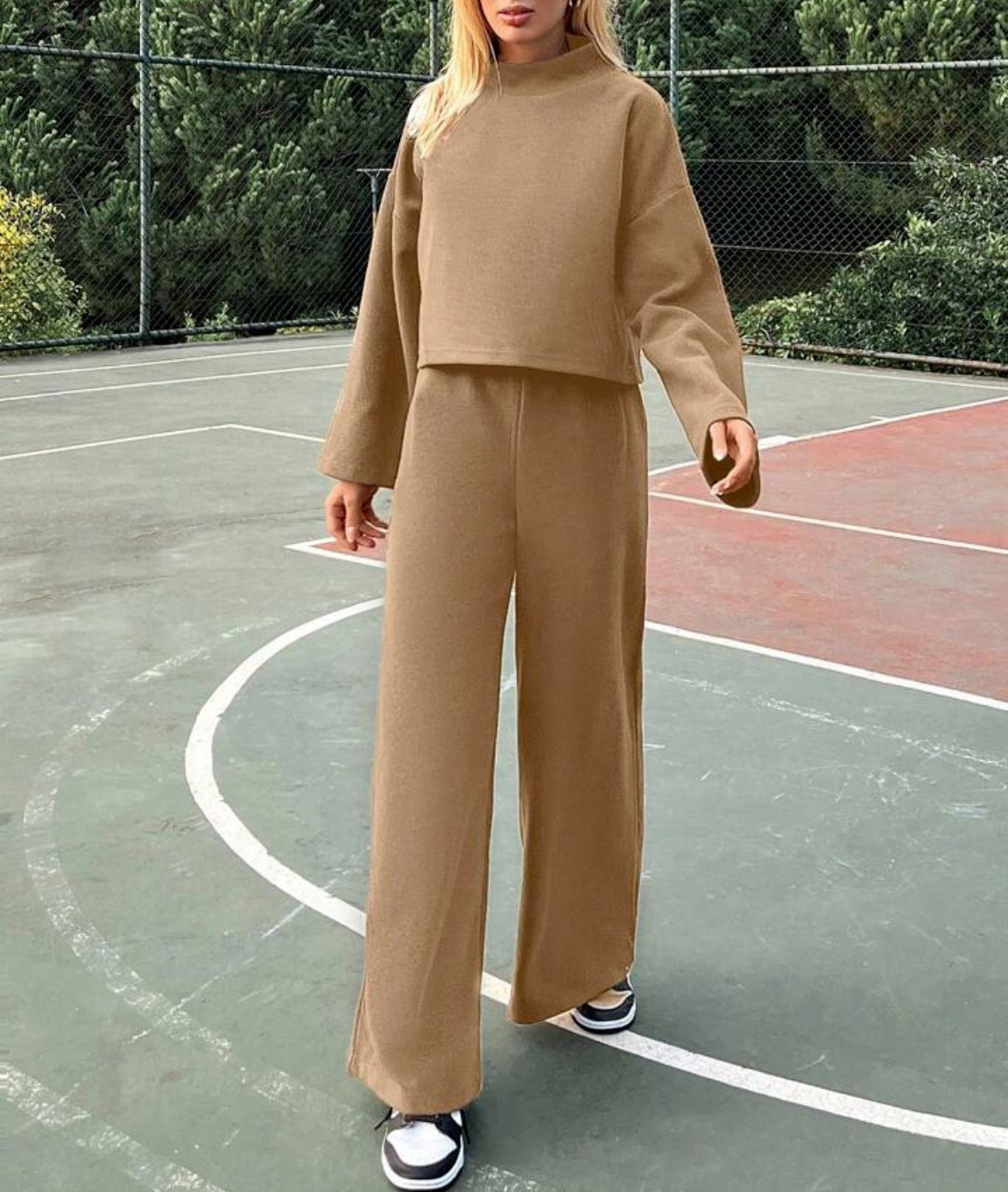 Damenbekleidung Herbst lässig faulen Stil gestrickte langärmelige Tops locker und bequem Hosenanzug_voghion.com