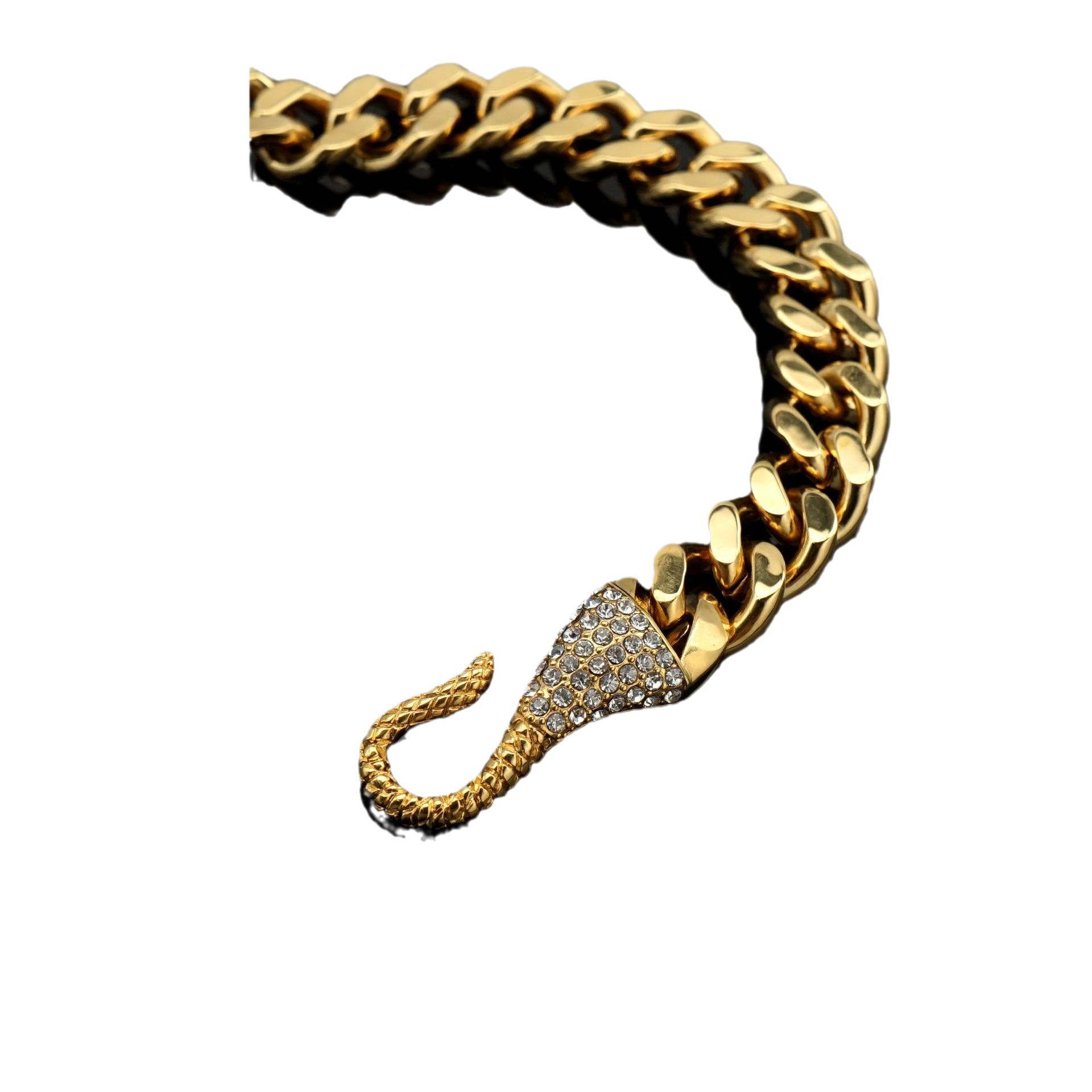 Artificial Diamond Inlay Material Bracelets Classification Titanium Steel Chain Material 1 Piece Quantity Hip-Hop Snake Titanium Steel Plating Artificial Diamond Men's Bracelets Men's Chain Bracelets