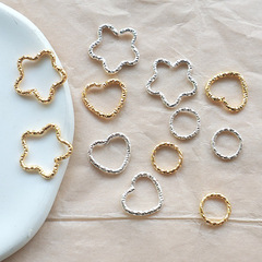 DIY handmade connecting ring keychain headband earrings accessories embossed open and close ring floral ring