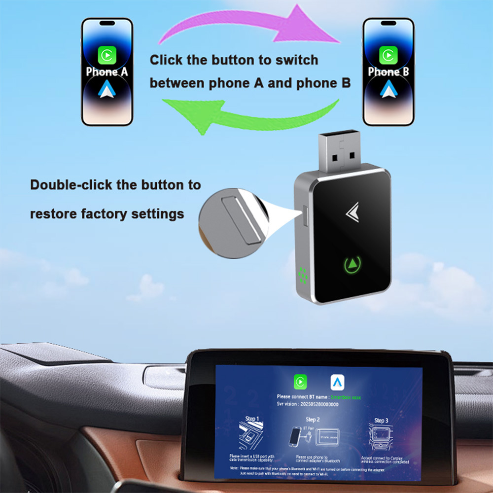 Cross-Border Hot-Selling Wireless Carplay Box Android Auto 2-in-1 Smart Car Interconnection Carplay Adapter