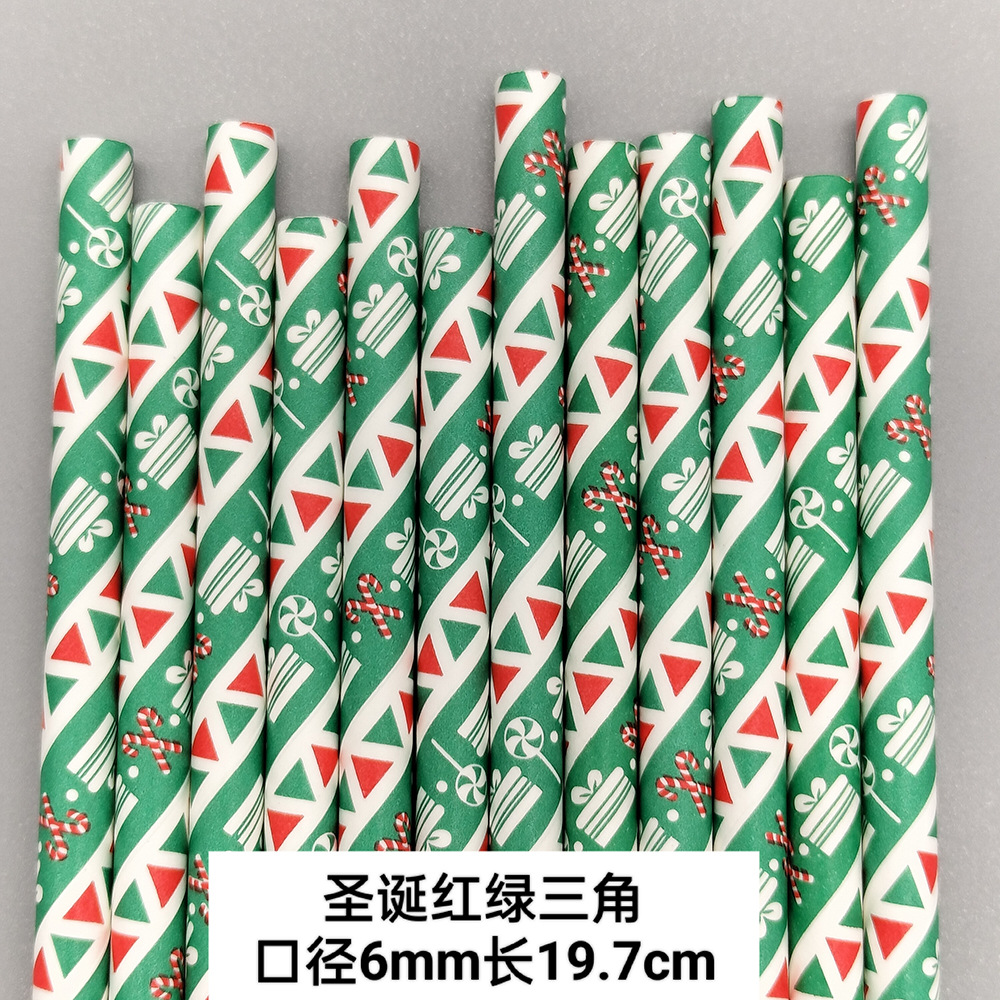 Navidad serie desechable biodegradable papel Kraft paja jugo bebida postre Mesa pastelería decoración papel paja