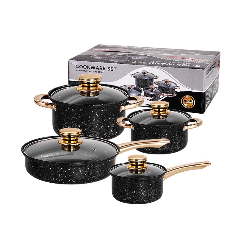 麦飯石金色ハンドルスープ鍋調理鍋nonstick pot調理器具セット|undefined