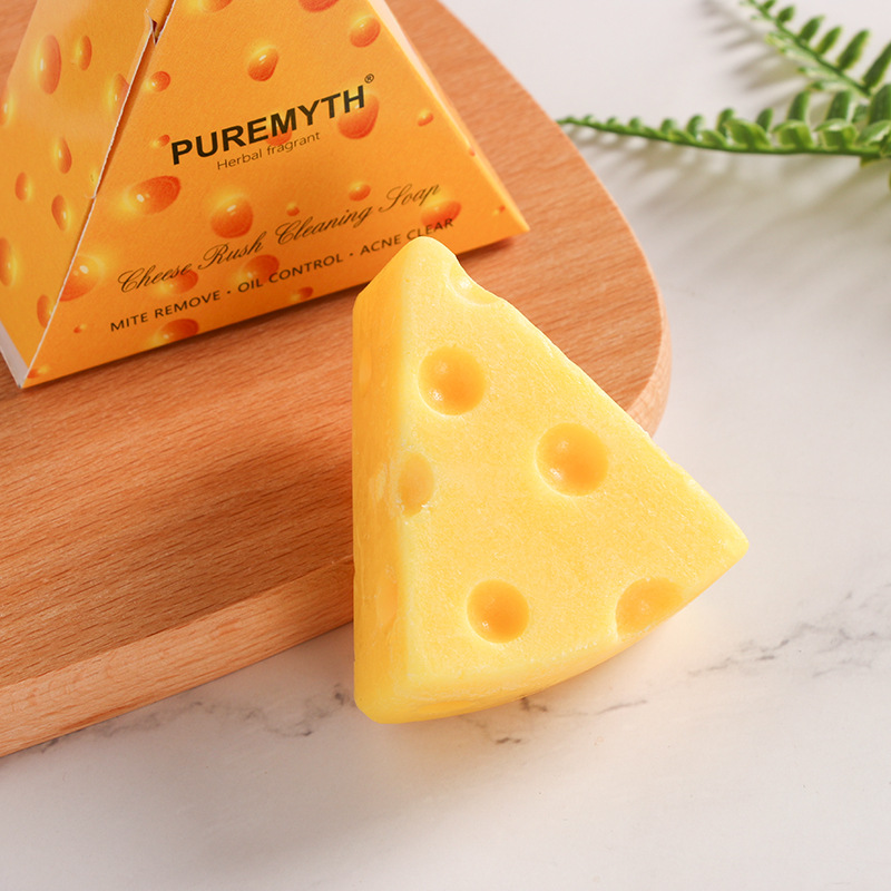75g Net Mite Cleaning Anti- Oily Face Washing Shower Soap Cheese Essential Oil Handmade Soap Wholesale 