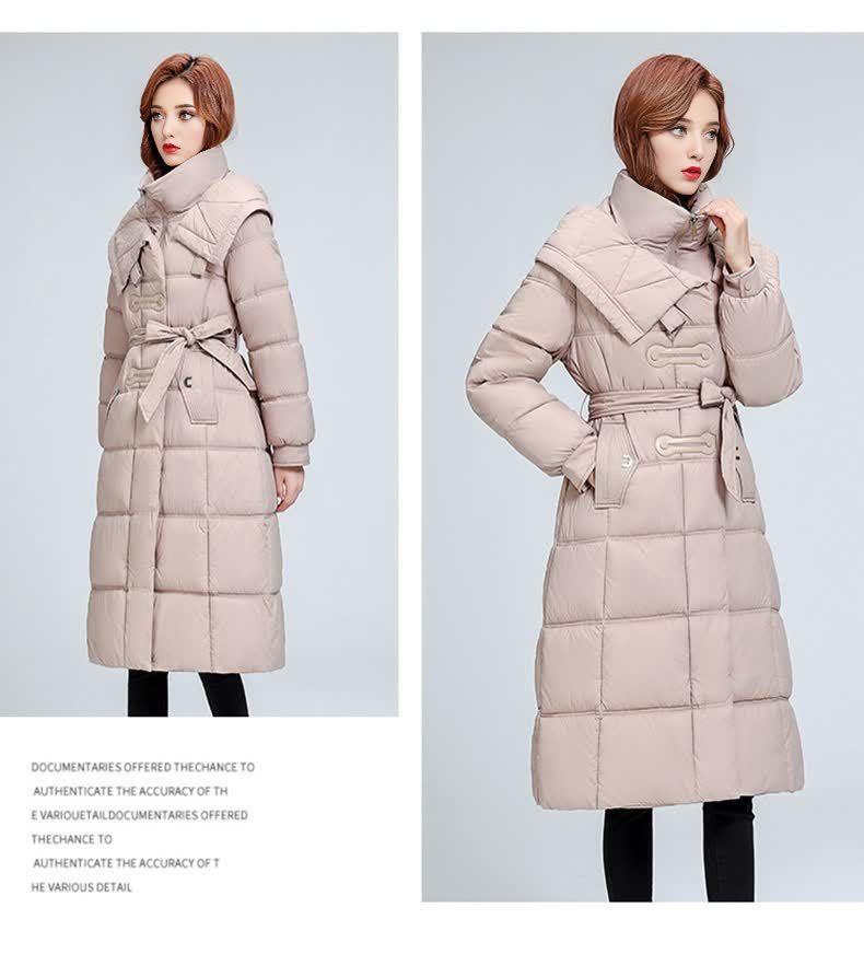 Dames gewatteerde winterjas met capuchon lange puffer jas_voghion.com