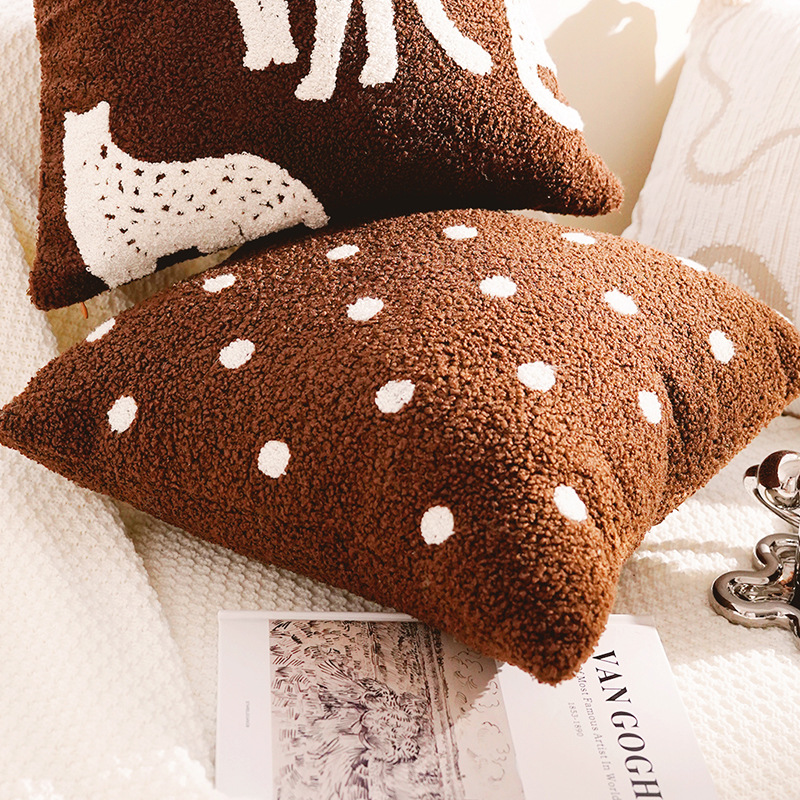 Base marrón Teddy White Wave Point 45x45cm funda de almohada individual