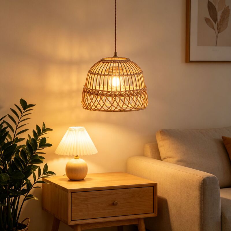 Retro Rattan Chandelier Lampshade, Hand-Woven Imitation Rattan Lampshade, Restaurant, Tea Room, B&B, Balcony Atmosphere Decorative Lamp Retro Rattan Chandelier Lampshade, Hand-Woven Imitation Rattan Lampshade, Restaurant, Tea Room, B&B, Balcony Atmosphere Decorative Lamp