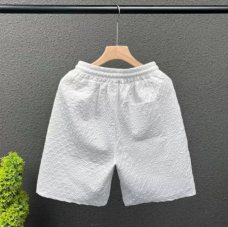Men's Casual Jacquard Shorts Summer Loose Fit Straight Leg Beach Shorts With Pockets Lightweight & Breathable_viptrois.com