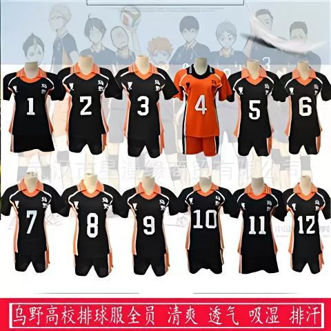 Волейбольная молодежная форма, волейбольная форма, трикотажные изделия для косплея, форма волейбольной команды средней школы Karasuno для мужчин и женщин на складе