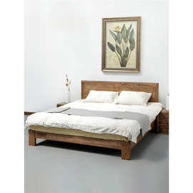 实木床新中式全实木床简约卧室老榆木实木主卧双人床