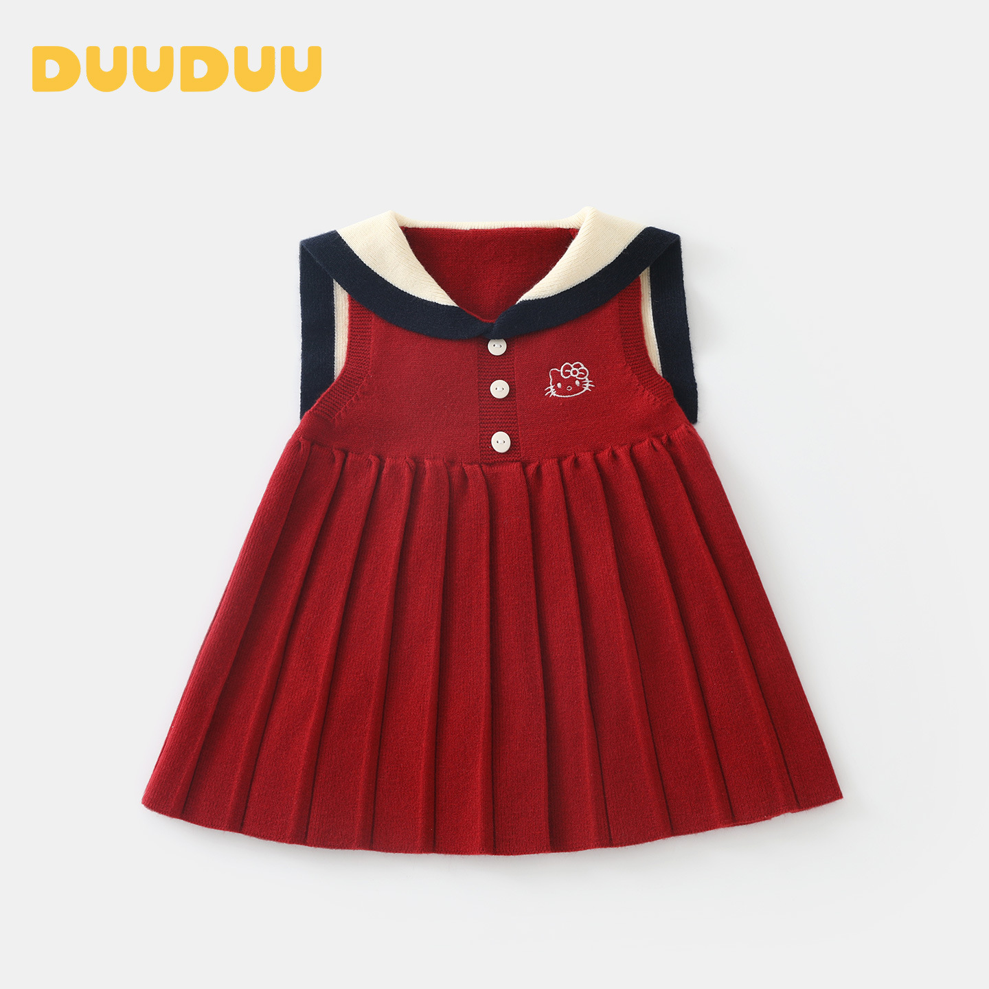 DUUDUU红色2025新款春秋季宝宝裙子小童针织毛衣童装女童连衣裙