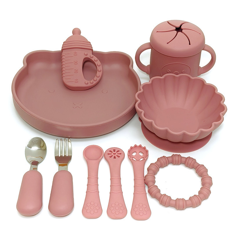 Amazon explosions silicone food supplement spoon newborn baby baby silicone soft spoon learning to eat training children's tableware