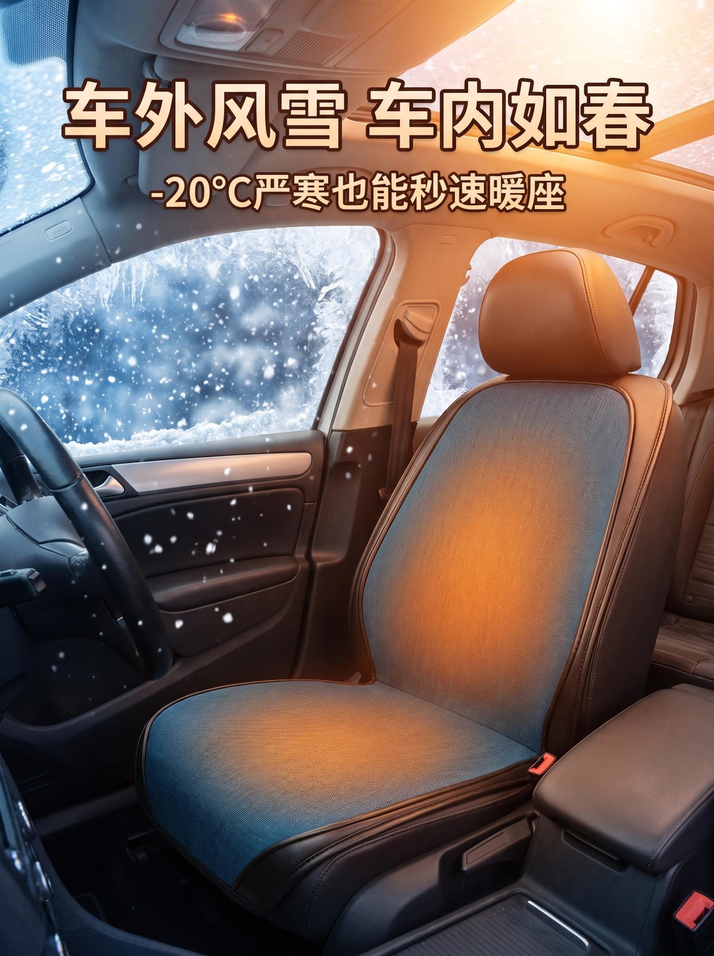 Car seat heating pad, 12V/24V universal, electric heating pad for seats, winter warming, three temperature settings, and timer function
