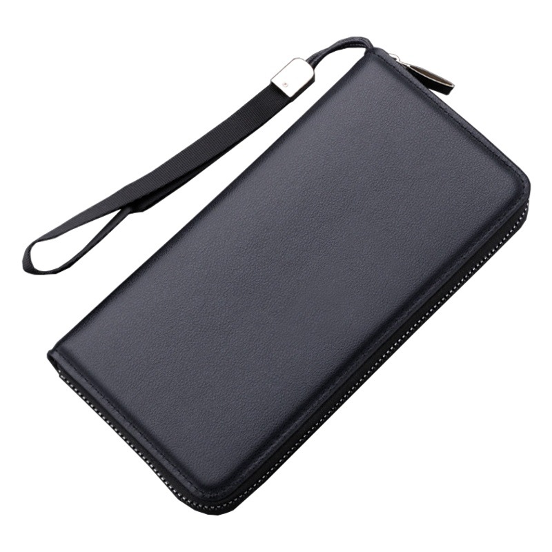 Embrague de los hombres nuevos negocios cremallera bolso de gran capacidad embrague de la manera larga cartera bolso del teléfono simple
