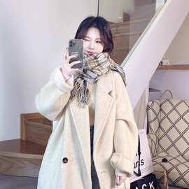 厂家定制毛呢大衣女2025秋冬新款中长款双排扣订做大码大衣外套女