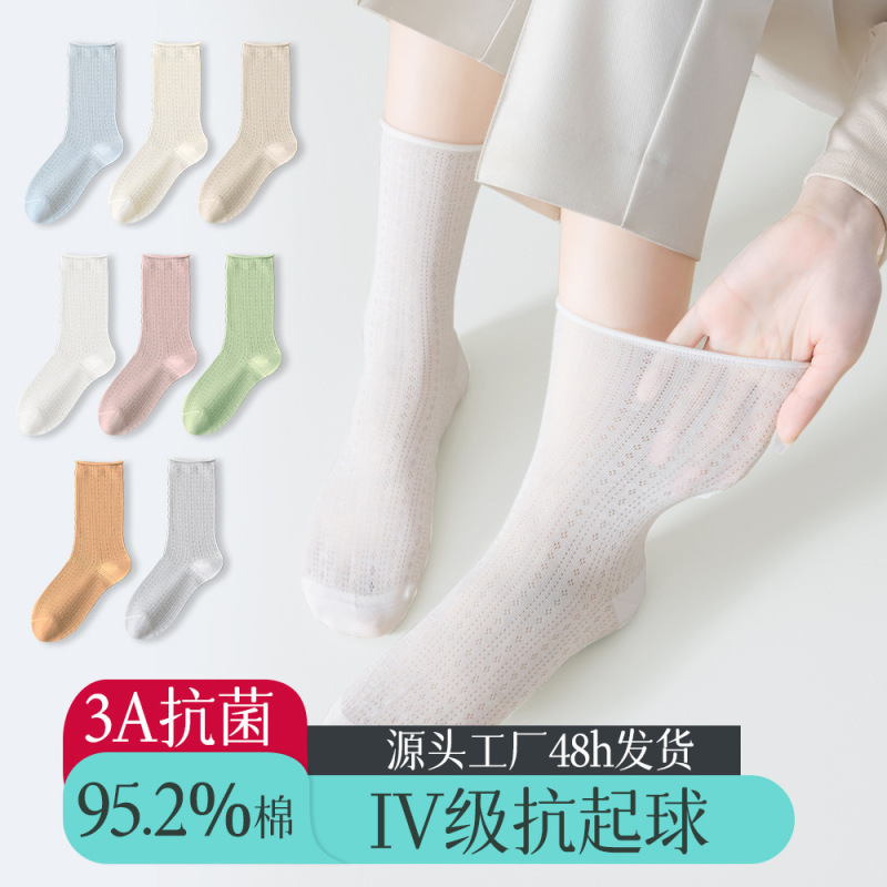 Women's Cotton Socks Loafers Breathable Casual Sweat-Absorbent White Long Tube Slouch Socks Solid Color Versatile