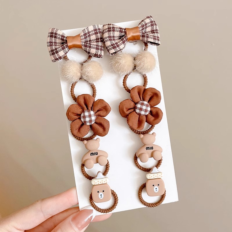 Bebé atado pequeño anillo de cabello no lastimar el cabello pequeña banda de goma de verano para niños de flores trituradas mariposa atada joyería de cabello de cola de caballo