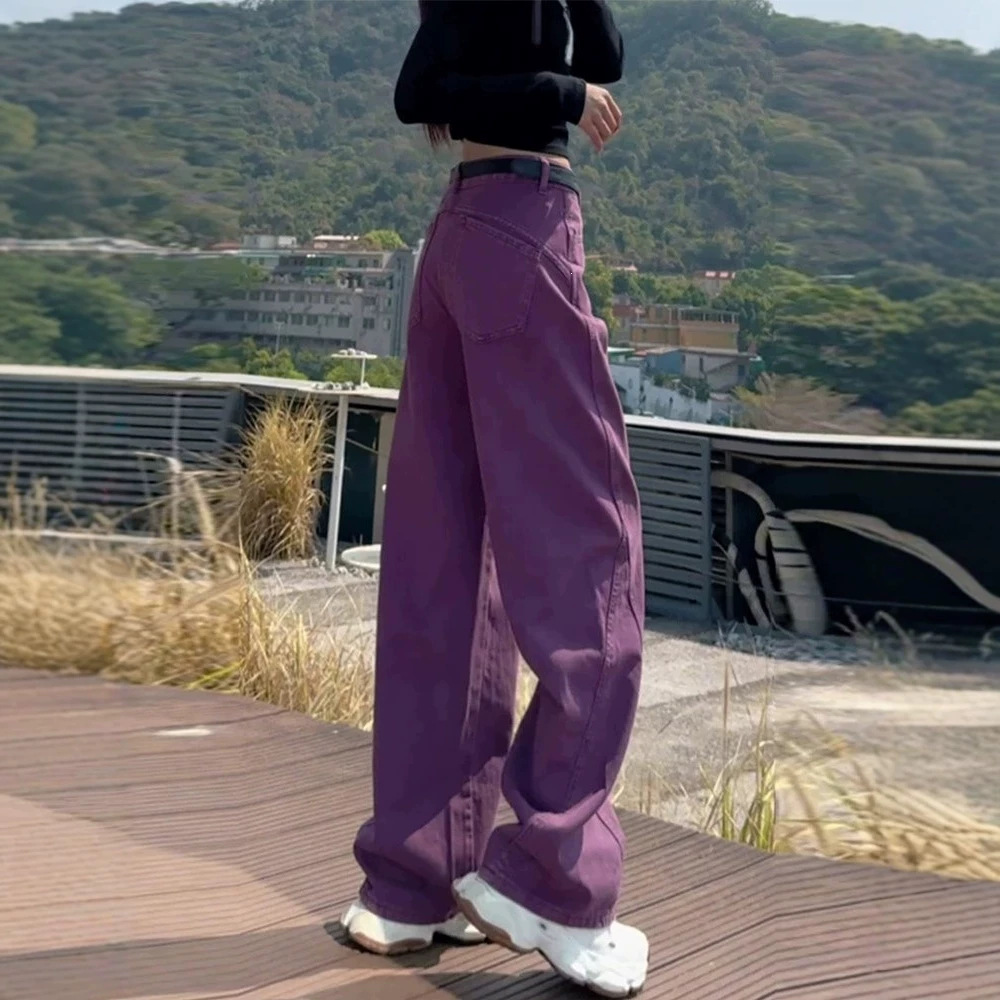 大码复古弯刀牛仔裤女秋季mm梨形身材宽松高腰显瘦直筒阔腿裤子