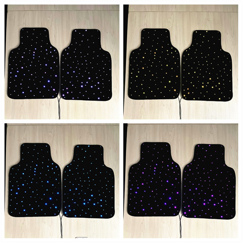 Front Parking Space Car Luminous Foot Mats Starlight Fiber Optic Car Rugs Mat Light