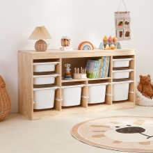 玩具收纳架置物柜大容量实木书架玩具柜二合一储物柜儿童收纳柜