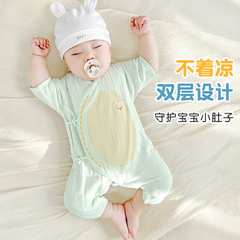 Baby summer jacket, ropa de recién nacidos, delgada, monje de manga corta, niñas y niñas, pijamas de verano para bebés image 3