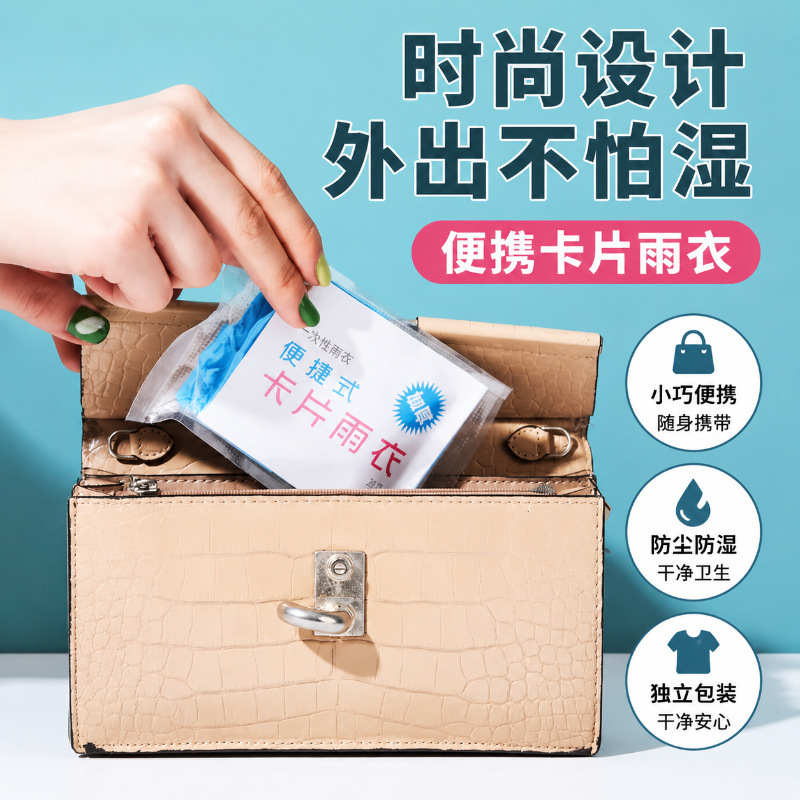 Disposable Raincoat Portable Anti-Storm Rain Transparent Thickened Adult Unisex All-In-One Portable Card-Style Rain Poncho Wholesale