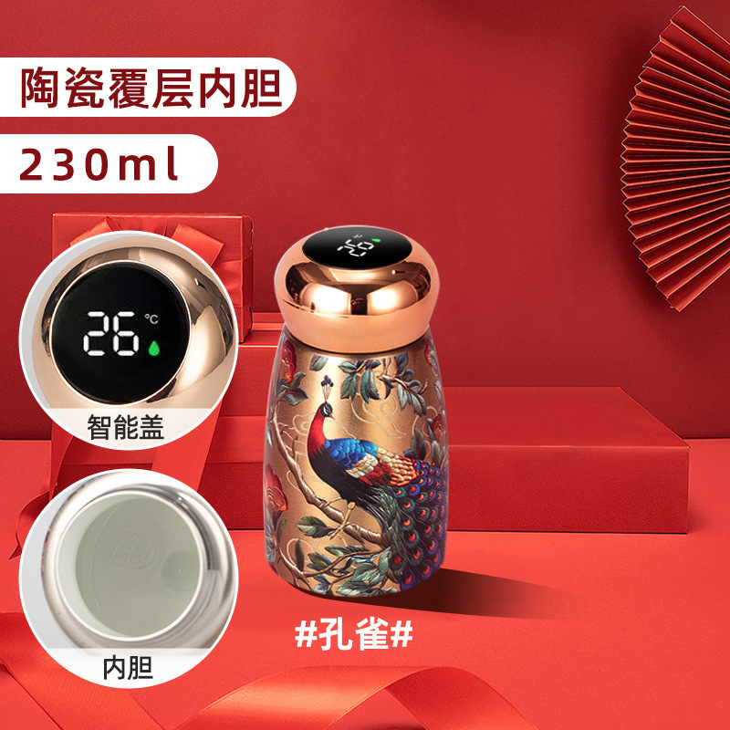 迷你蘑菇杯智能显温口袋杯女生高颜值国风水杯便携小巧随手保温杯|undefined