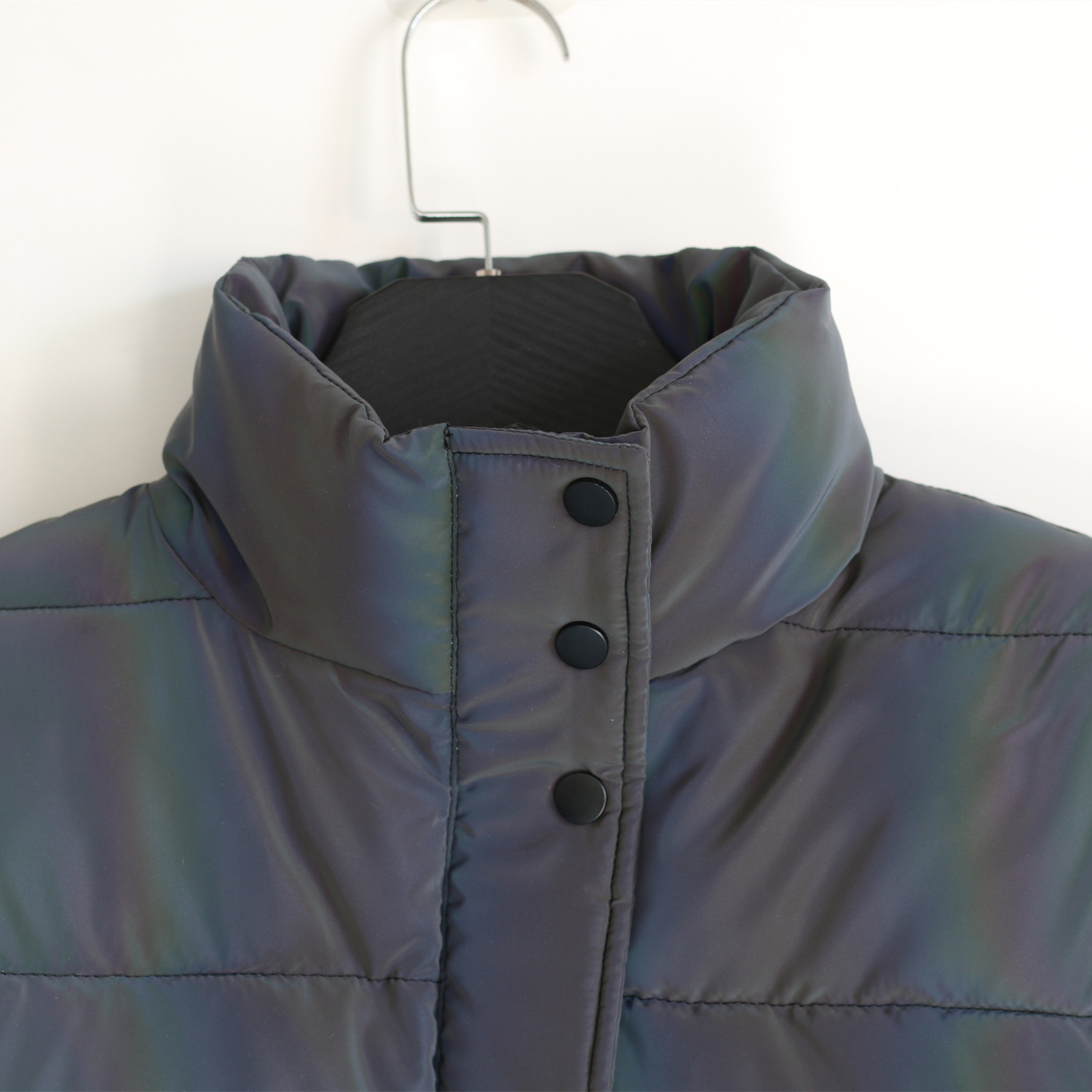 Men's Clothing stand collar reflective cotton coat for women fashion luminous thick cotton coat_voghion.com