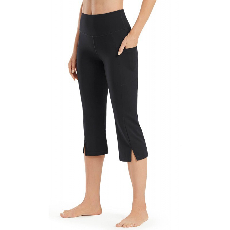 European and American Fashion Women's Micro Yoga Pants Capri Pants with Pocket High Waist Casual Work Yoga Pants xy24-81