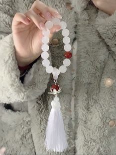 Single Lotus little red book Same style white colored glaze eighteen Zi Yu Tai Cui Han clothing handheld retro student Lotus meditation