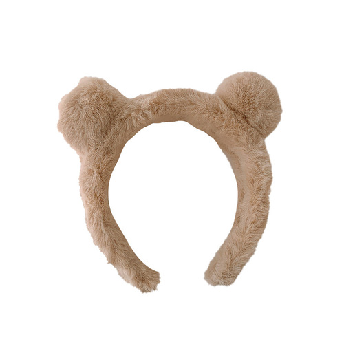 Bear ear headband for women, autumn and winter plush Japanese style cute face wash headband internet celebrity girl pressed hairpin hair accessories trendy