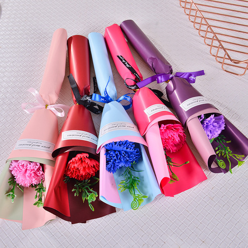 Qixi gift soap flower single rose small bouquet artificial carnation valentine's day soap flower teacher's day gift 