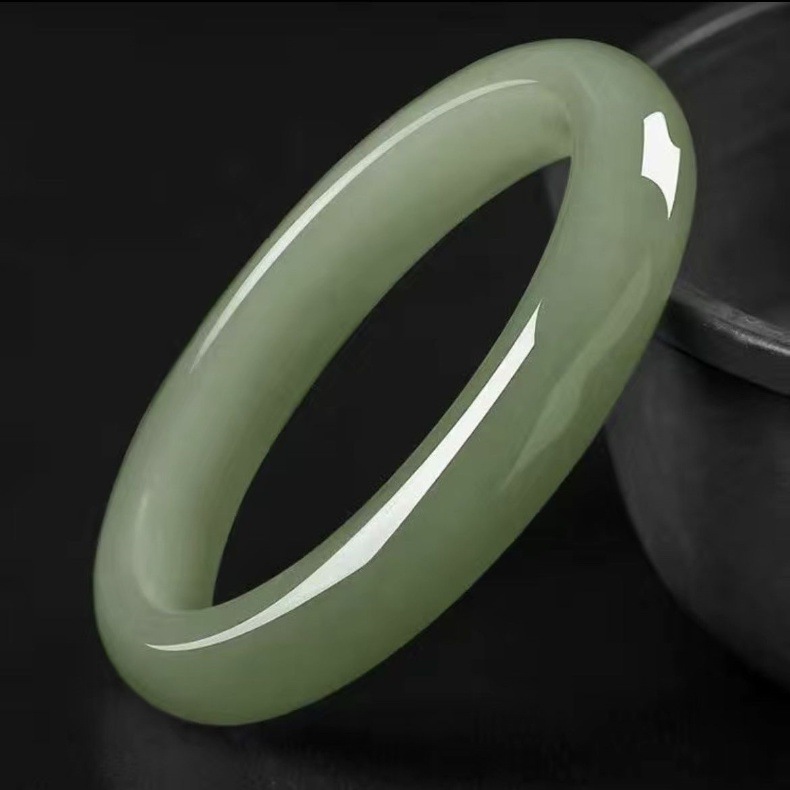 Vòng tay ngọc Hetian tự nhiên Tân Cương – nước hồ xanh Thanh Hải, băng trong xanh nhạt — 60.61mm, 58.59mm, 64mm, 54.55mm chi tiết 6