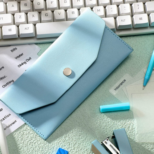 Cross-border same style loose-leaf budget envelope bag folder PU leather women's card holder cash wallet long coin purse