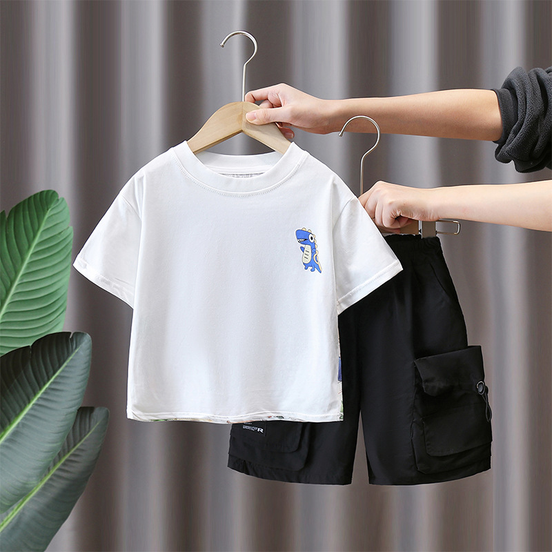 7290 Traje de manga corta para niños 2025 nueva ropa coreana de estilo occidental de verano para niños Camiseta de verano de dos piezas de verano