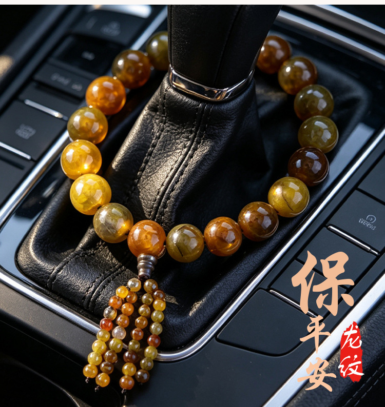 Car Gear Bead Dragon Pattern Stone Agate Buddha Bead Pendant Car Interior Decoration Hanging Ornament Car Decoration Gear Bead